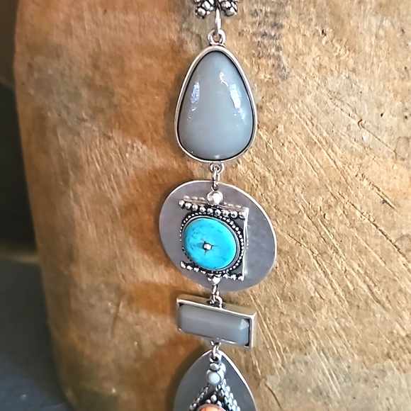 Chicos Y necklace adjustable long length pink, turquoise, purple silver - Picture 5 of 9